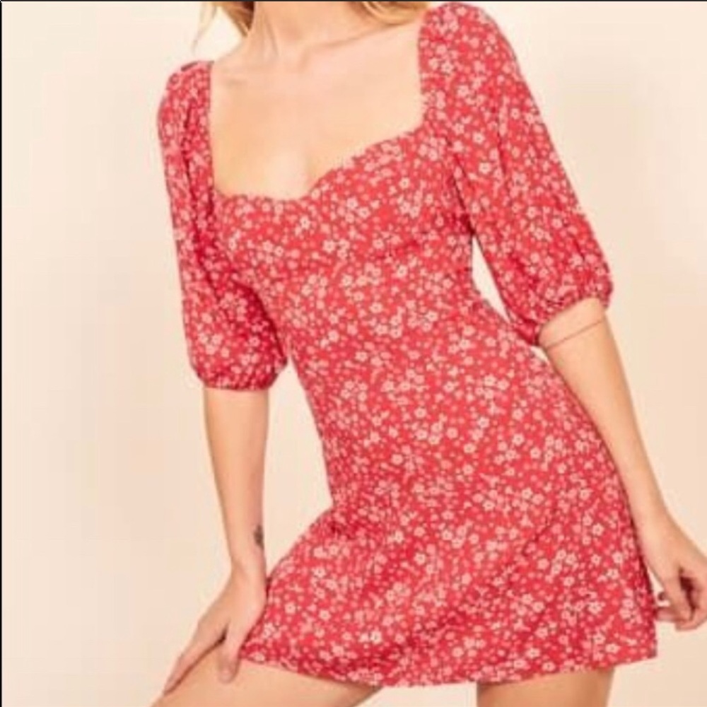 SOLD Reformation Red Floral Kopa Dress - Picture 2 of 6